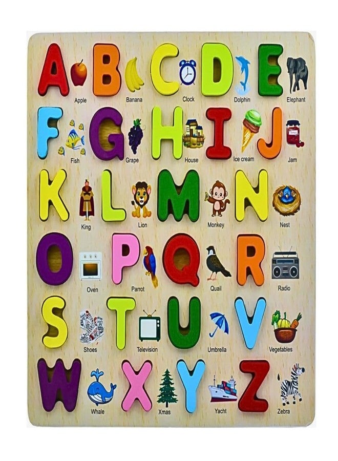 SMARTTHINKER Smart Thinker Toys Wooden English Alphabets Letters Learning Toys for Kids Boys Girls Montessori Educational Alphabet Wooden Games Vowels Puzzles Board Blocks Toy for Kids for 2 3 4 Years (ABC) - Image 1